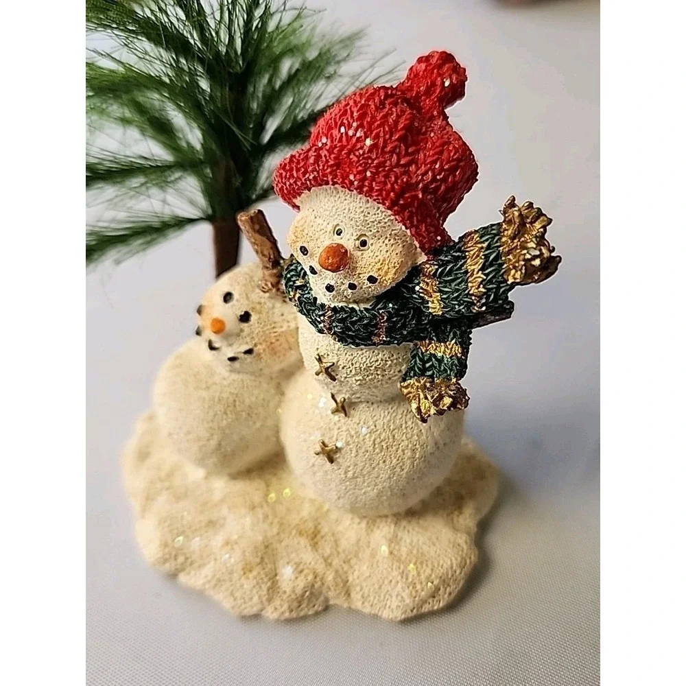 VTG 90's Glitter Snowmen Pals K's Collection Resin 4